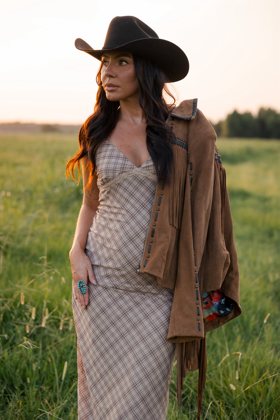 Dusty Trails Plaid Midi Dress