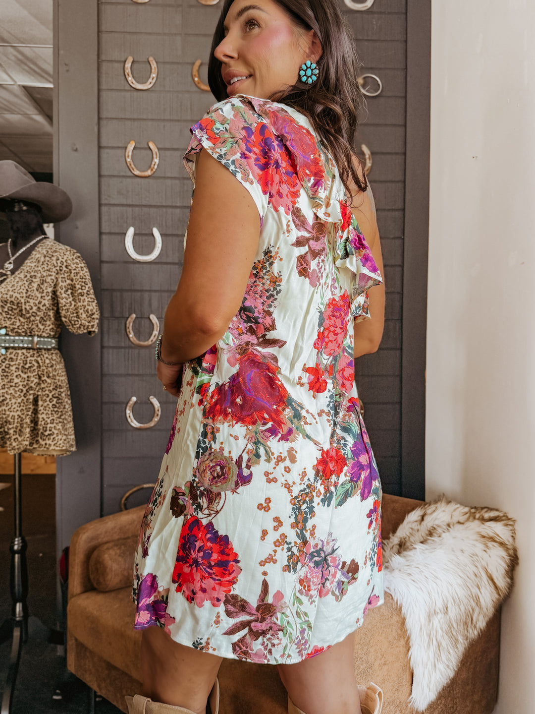 Ivory Bloom One-Shoulder Ruffle Dress