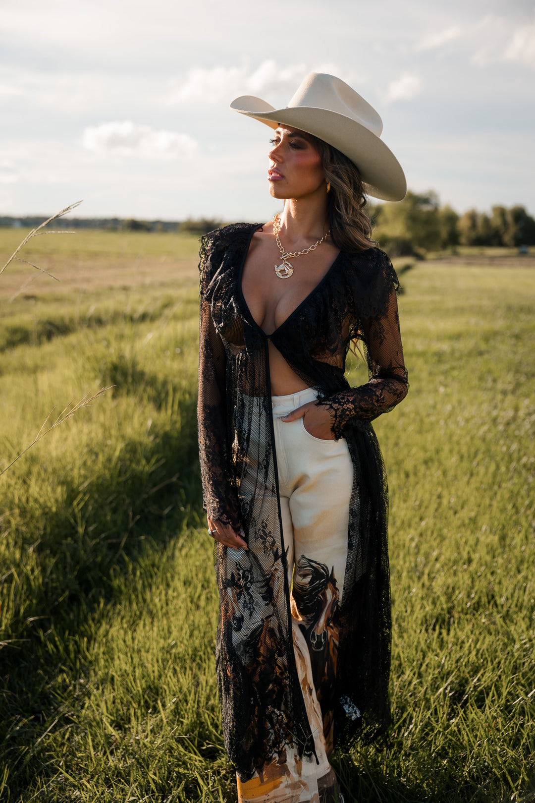 Black Lace Duster Top