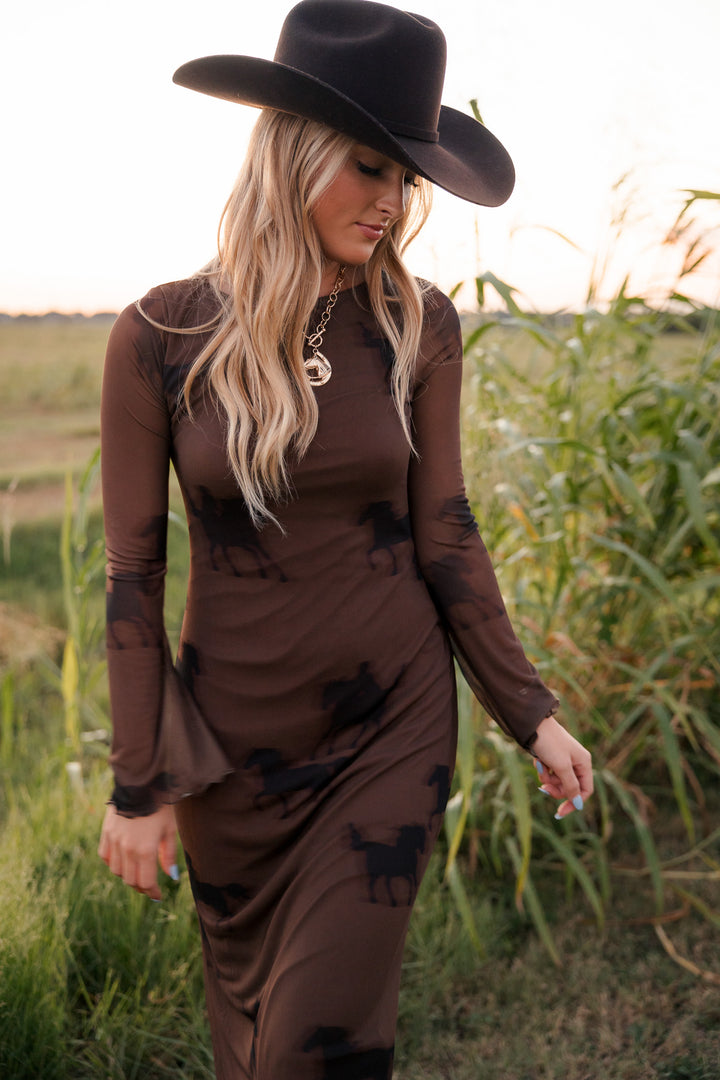 Equestrian Mesh Maxi Dress