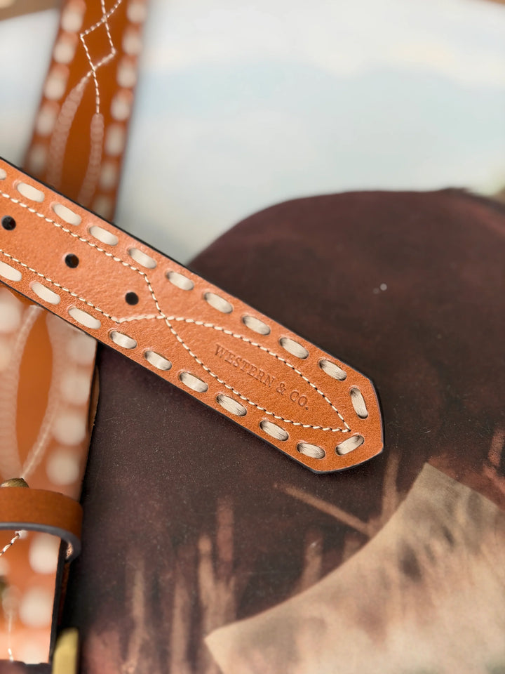 Western &amp; Co. Classic Buck Stitch Belt - Saddle