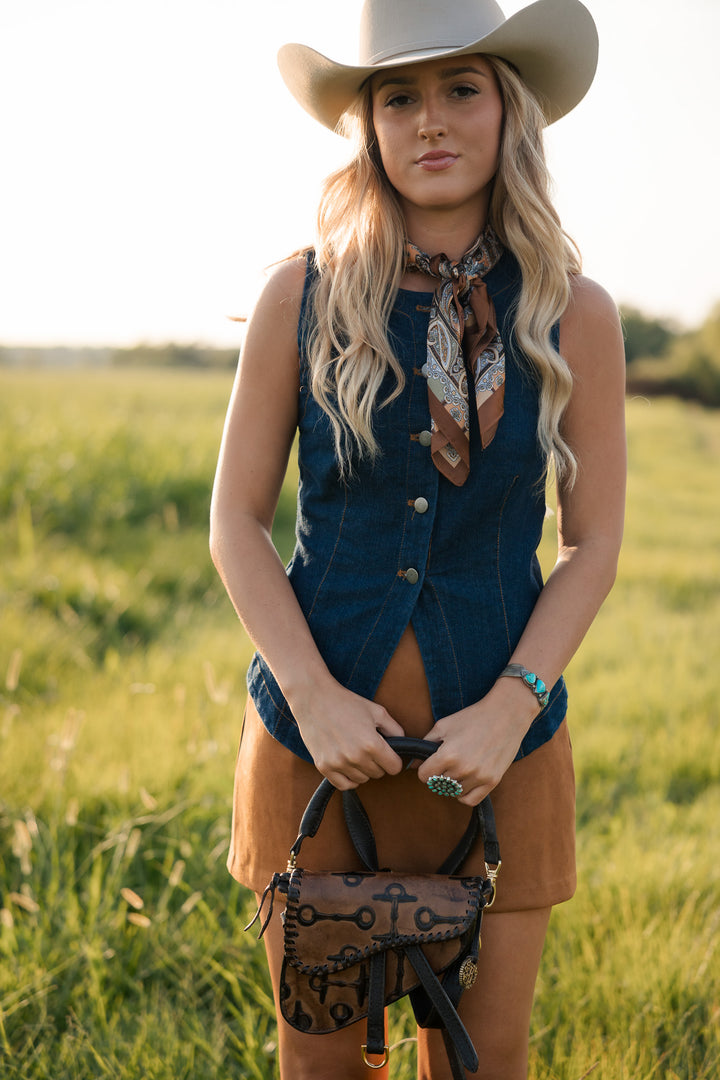 Double J Bits Saddle Purse – Caramel Leather