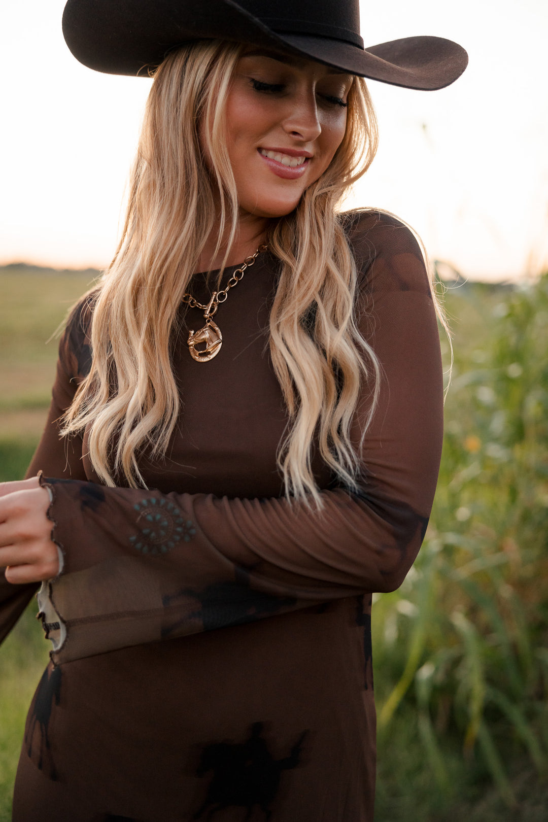 Equestrian Mesh Maxi Dress