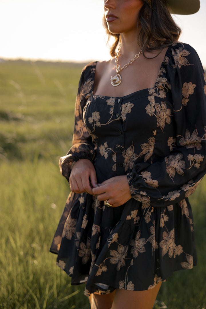 Black Floral Corset Romper PRE ORDER 9/25
