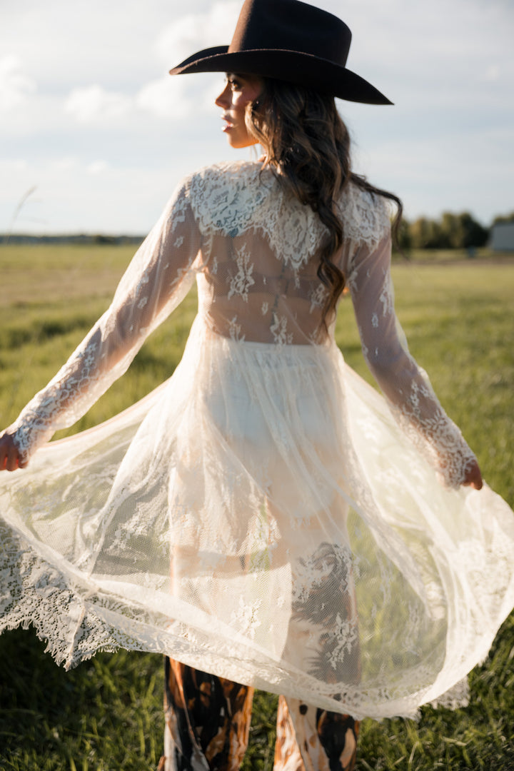 Ivory Lace Duster Top