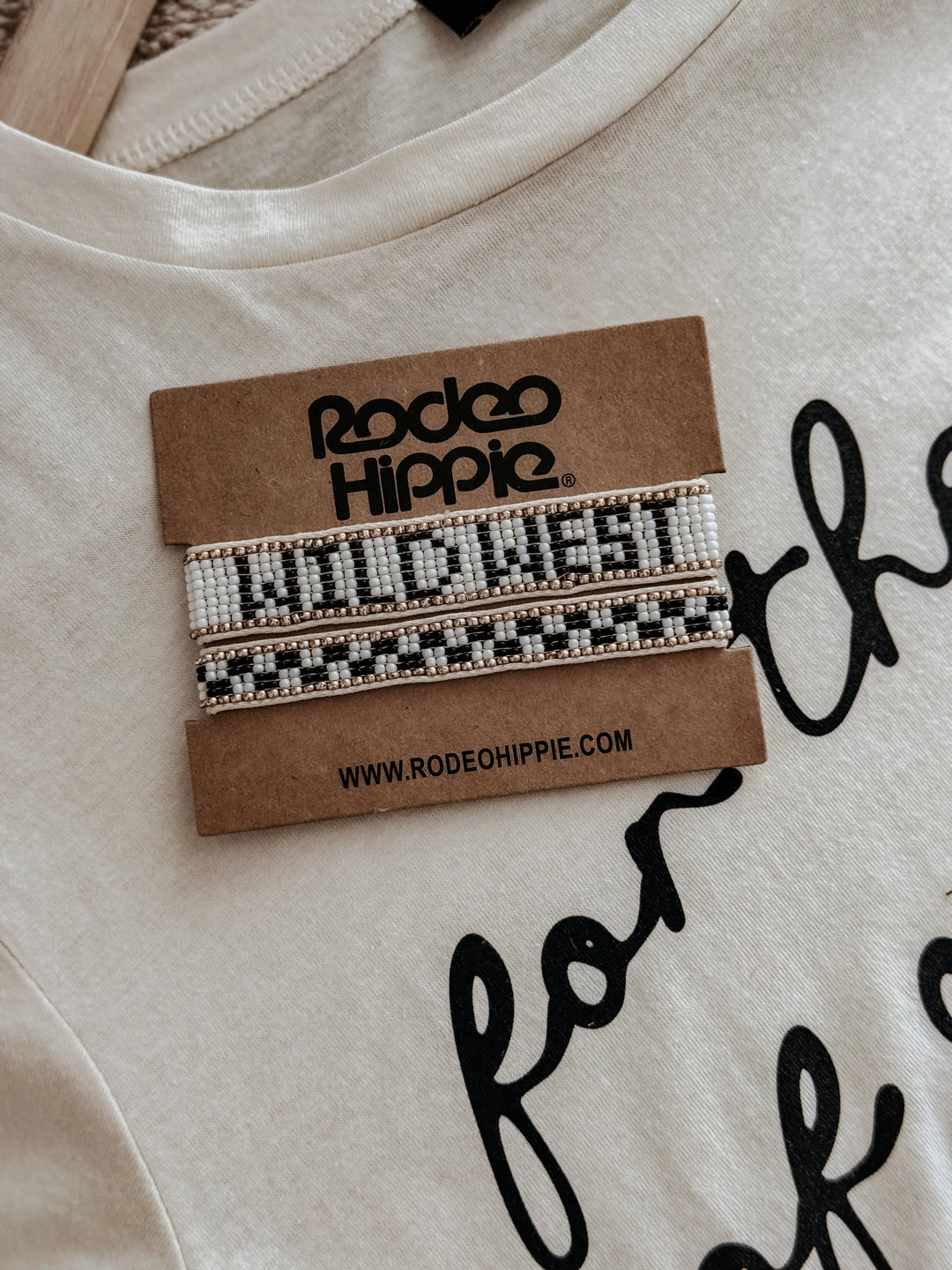 Rodeo Hippie jewelry set on a branded shirt
