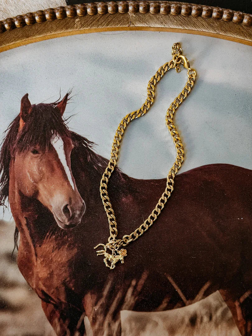 Rodeo Curb Charm Necklace | Gold