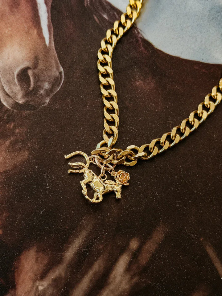Rodeo Curb Charm Necklace | Gold