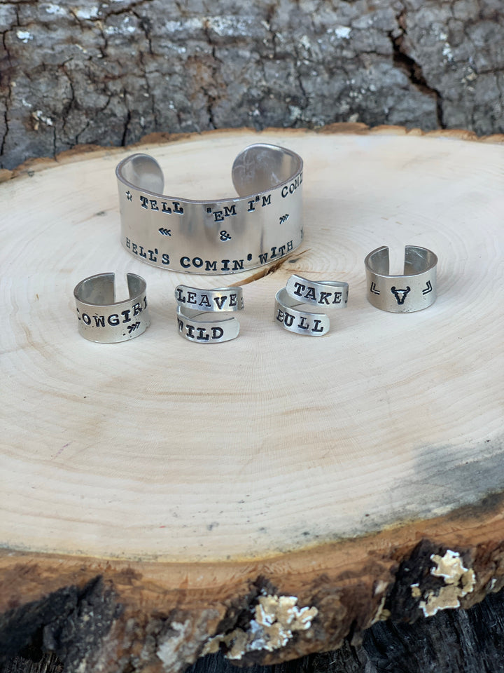 Bull Head &amp; Arrow Cuff Ring *HANDMADE*