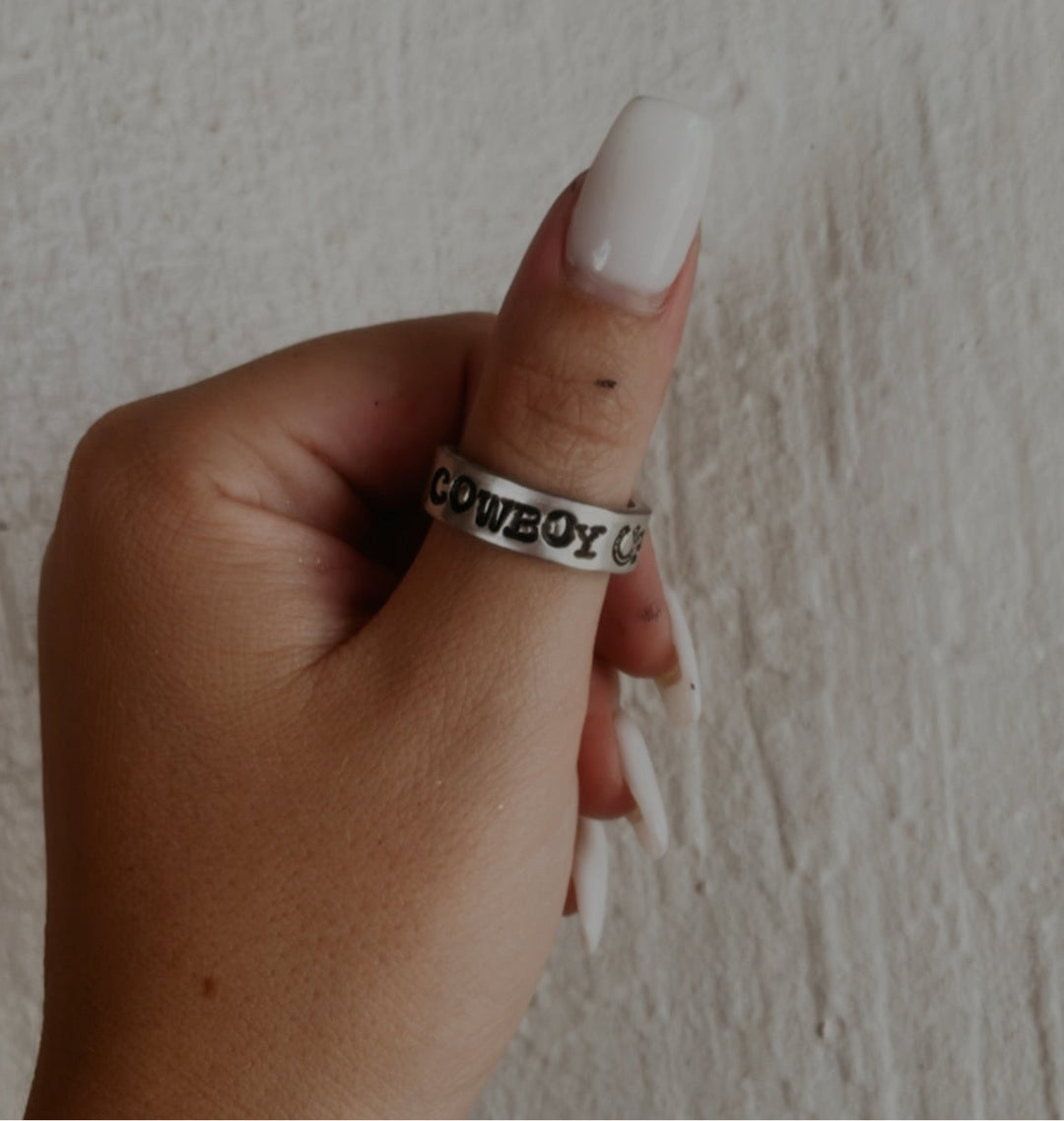 Cowboy Up Hand Stamped Ring *HANDMADE*