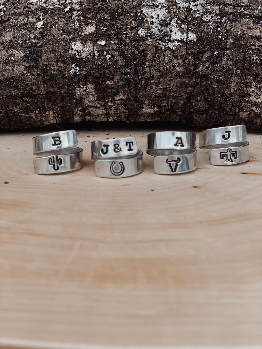 Initial(s) + Symbol Wrap Ring *HANDMADE*