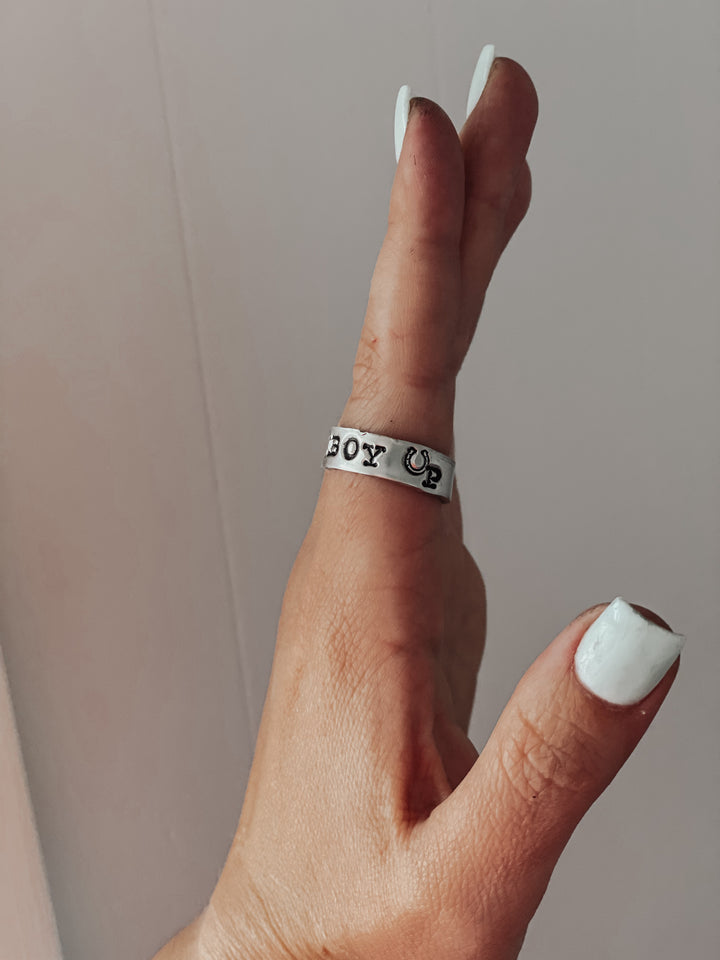 Cowboy Up Hand Stamped Ring *HANDMADE*