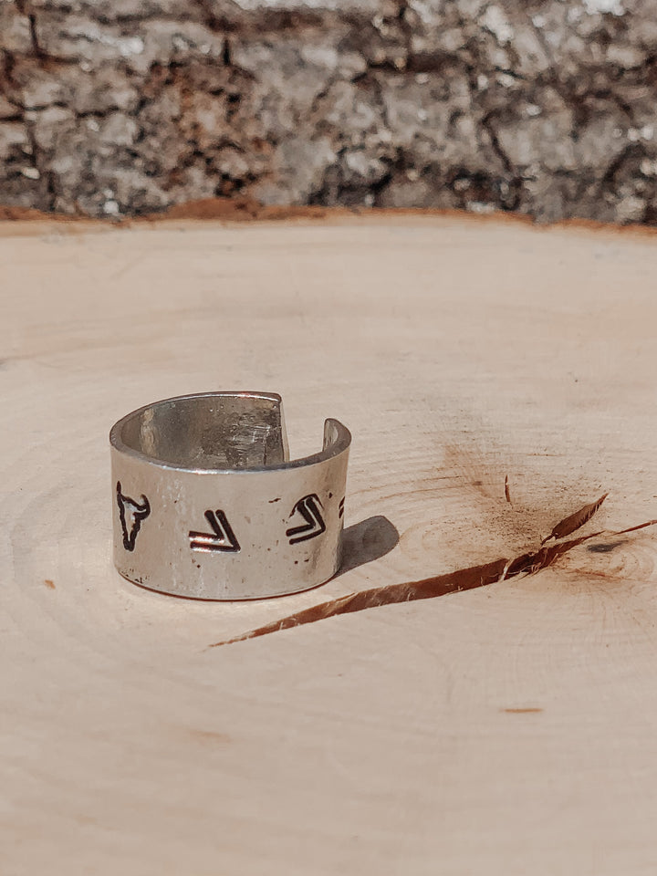 Bull Head &amp; Arrow Cuff Ring *HANDMADE*