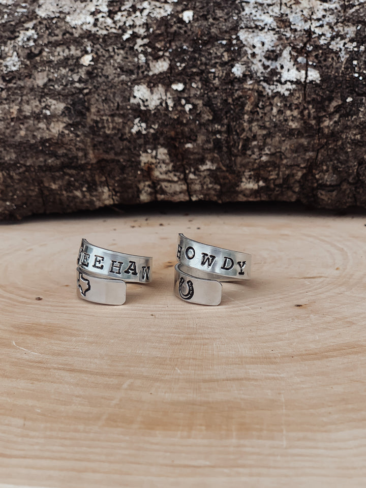 HOWDY/YEEHAW Wrap Rings *HANDMADE*