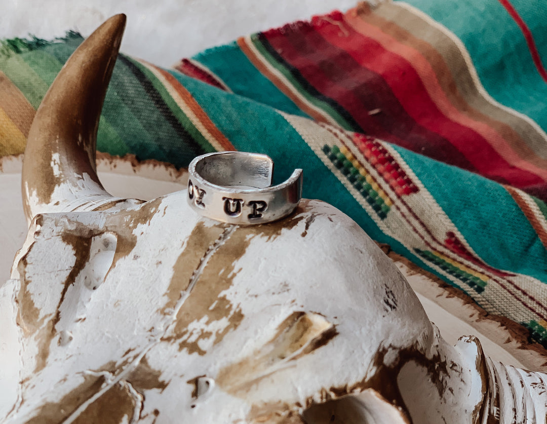 Cowboy Up Hand Stamped Ring *HANDMADE*