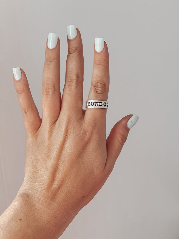 Cowboy Up Hand Stamped Ring *HANDMADE*